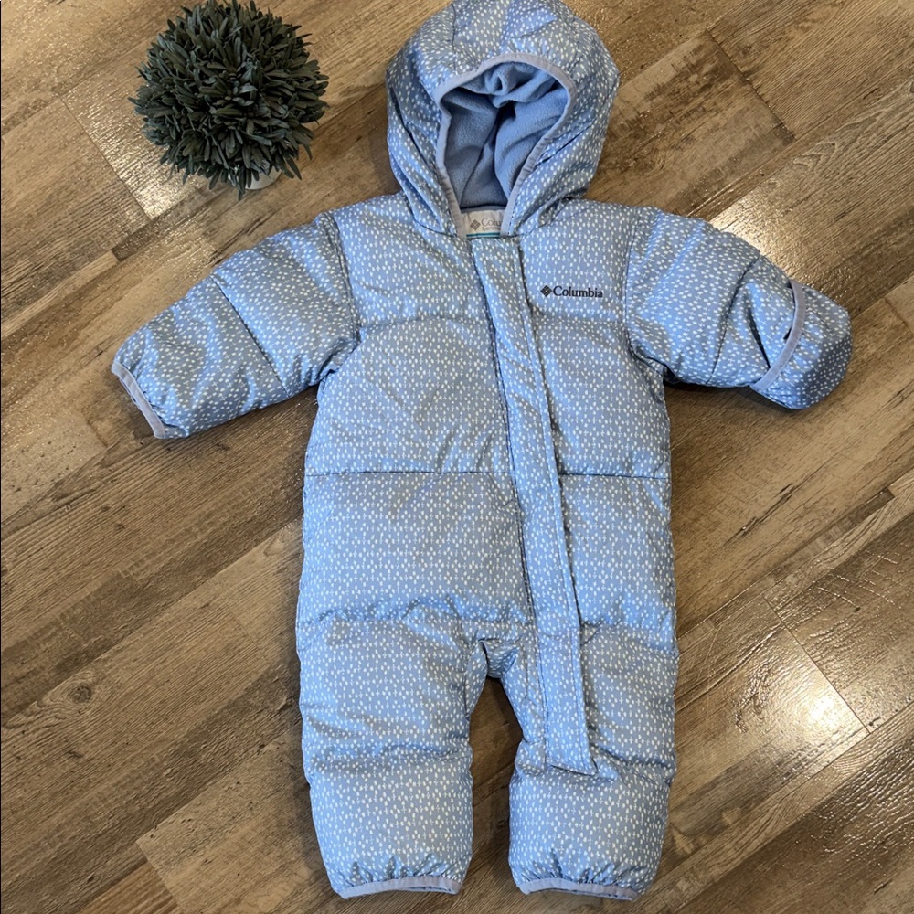 Columbia Light Blue Hooded 3-6 month Infant Puffer Bunting